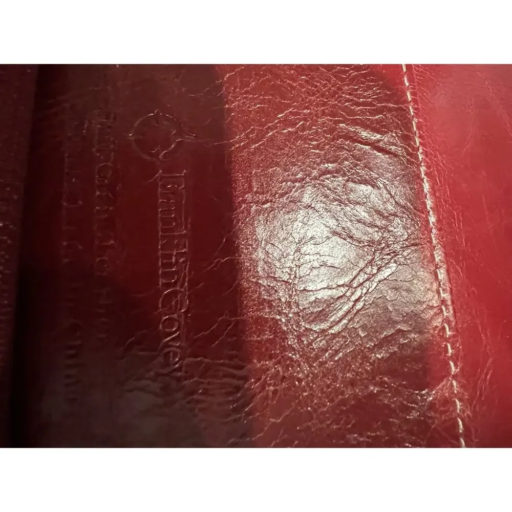 Franklin Covey Red Leather Bible Cover Zip Closure 17x10x2